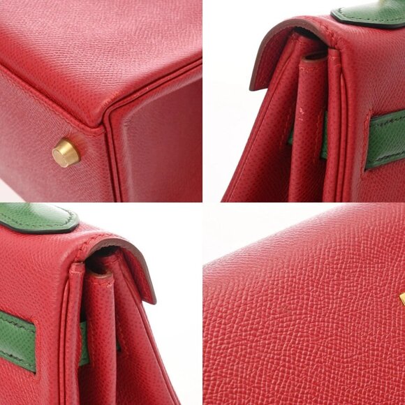 HERMES Kelly 32 Outside stitching 2WAY Bicolor Rouge vif/Green 800000138022000 - Picture 6 of 10